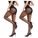 SKYASIA Sheer Control Top Pantyhose for Women, Black L
