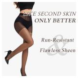 SKYASIA Sheer Control Top Pantyhose for Women, Black L