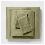 King Solid Performance 400 Thread Count Sheet Set Green - Threshold: Cotton Sateen, Wrinkle-Resistant, OEKO-TEX Certified - Retail: $65