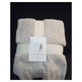 Cozy Knit Throw Blanket Neutral - Threshold: Light Beige, Midweight, Recycled Polyester, Sensory Friendly, 50x60 inches