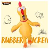 Spooktacular Creations Adults Halloween Inflatable Rubber Chicken Costume - Full Body Blow Up Suit With Squeakers for Funny Cosplay Animal Themed Parties, X-Large(71In) - Retail: $39