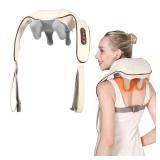 KppeX 4D Deep Cordless Neck Massager Pillow, Leg and Back Pain Relief Tissue Kneading, Shiatsu and Shoulder Massage,Gifts for Men or Women-Lvory White