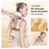 KppeX 4D Deep Cordless Neck Massager Pillow, Leg and Back Pain Relief Tissue Kneading, Shiatsu and Shoulder Massage,Gifts for Men or Women-Lvory White