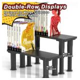 Manga Shelf Risers, 2 Pack Book Riser for Bookshelves, Black Wooden Height Adjustable Comic Books Shelves for Double Rows Display Stand for Books, Collectibles, Anime Figurines, Blind Boxes, CDs
