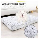 KSIIA Washable Dog Bed Deluxe Plush Dog Crate Beds Comfy Kennel Pad Anti-Slip Pet Sleeping Mat for Large, Jumbo, Medium, Small Dogs Breeds, 29\" x 21\", Gray