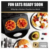 FineMade Pizzelle Maker with Non-Stick Coating, Electric Pizzelle Cookie Baker Press with Snowflake Pattern, Make Two 4 Inch Traditional Italian Waffle Cookies at Once, Recipe Included