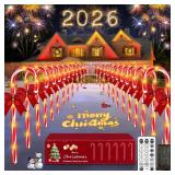 HELESIN 24 Pack 144 LED Christmas Candy Cane Pathway Lights Outdoor Christmas Candy Cane Lights Xmas Decorations Outdoor 12 Modes Timer Remote Waterproof for Patio Garden Pathway