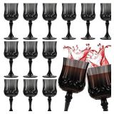 Pinkunn 12 Pcs 7 oz Plastic Vintage Wine Glasses Reusable Colored Goblets Patterned Drinking Water Glasses Cup Dishwasher Safe for Valentine