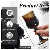 Pinkunn 12 Pcs 7 oz Plastic Vintage Wine Glasses Reusable Colored Goblets Patterned Drinking Water Glasses Cup Dishwasher Safe for Valentine