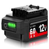 TenHutt ãwith USB-A Portã 12V Replacement Battery for SKIL PWRCore 12 6.0Ah Lithium Battery with PWRAssist Mobile Charging