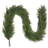 9FT Christmas Garland for Decoration Home Indoor Outdoor, Realistic Christmas Pine Garland Artificial Real Touch Greenery Cedar Garland Mantel Window Table Wall Holiday Thanksgiving Winter DÃ©cor