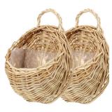 ULDIGI 2Pcs Woven Hanging Basket Decorative Wall Hanging Flower Baskets Handwoven Plant Holder with Handle for Home and Garden Plant Display and Storage Stylish Plant Baskets