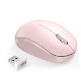 seenda Wireless Mouse for Laptop, 2.4G Noiseless Mouse with USB Receiver - Optical Tracking Portable Computer Mice for Chromebook, PC, Tablet, Windows System, 24 Months Battery Life - Pink