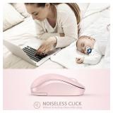 seenda Wireless Mouse for Laptop, 2.4G Noiseless Mouse with USB Receiver - Optical Tracking Portable Computer Mice for Chromebook, PC, Tablet, Windows System, 24 Months Battery Life - Pink