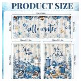 Breling 3 Pcs Winter Snowflake Kitchen Curtains Valances and Tiers Set for Windows Winter Snowman Gnome Gifts Pine Tree Decor Short Curtain Set for Bedroom Window Treatment Decor Party Supplies