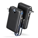 Sucrosey Power Bank, 50000 mAh Portable Charger with Built in Cable & Wall Plug, 22.5W Fast Charging, Travel Essential Battery Pack with LED Display for iPhone 17/16/15/14 Series, Galaxy, iPad Black