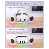 Charging Dock for Meta Quest 3S/3, Kinwin PD 18W Fast Charging Station for Oculus 3S Accessories with RGB Light, Magnetic Charger Stand for Headset/Controller with 2 Rechargeable Batteries-Black