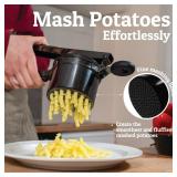 PriorityChef Large 15oz Potato Ricer With 3 Discs, Heavy Duty Stainless Steel Potato Ricer for Mashed Potatoes, Potato Masher, Press and Ricer Kitchen Tool, All Black