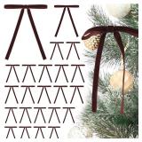 Tsorode 24 Pcs Brown Velvet Bows for Christmas Tree, Brown Velvet Bows Ornaments Christmas Tree Bow for Gift Wrapping Door Vintage Garland Wreath,Rustic Holiday Decor-3/8