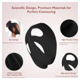 Jawline Shaper Chin Strap for Sleeping, Reusable V-Line Mask for Women Face Lifting Made w/Electric-Hot-Press Tech for Skin-Friendly & Breathable Cooling Fabric (Black, M)