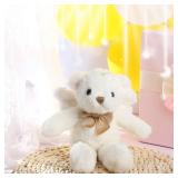 HyDren Angel Bear Plush Stuffed Animal with Wings White Bear Dolls for Boys Girls Birthday Gift (Plush,Classic)