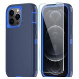 ouyncase Phone Case for iPhone 12 Pro Max Case with HD Screen Protector, Heavy Duty Shockproof & DustProof & Dropproof 3-Layer Cover Phone Case for iPhone 12 Pro Max (6.7