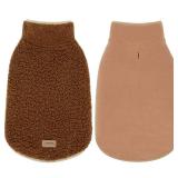 cyeollo Dog Coats Fleece Furry Reversible Turtleneck Sweater Thick Dog Jackets for Winter Warm Clothes Cold Weather Coats for Small Dogs Brown Apparel