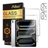 Ailun Screen Protector for iPad Pro 11 inch 2025/2024 [6th/5th Generation, M5/M4] 2 Pack + 2 Pack Camera Lens Protector,Tempered Glass 0.33mm,Face ID & Apple Pencil & Case Compatible [4 Pack]