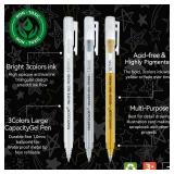 MARTCOLOR Gold Silver White Gel Pens, 1.0 Fine Point Opaque Archival Ink Pen for Black Paper Drawing, Art Highlight, Illustration, Bullet Journaling, Card Making & DIY Projects, 3 Pack