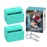 Morlike Silicone Seatbelt Secure Buckle Safety Cover Lock | Keep Children Safe in Car Seat and Prevent Kids from Accidentally Unbuckling | Buckle Guard Fits Almost Vehicles (Light Blue, 2 Pack)