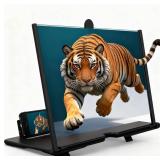 Screen Magnifier Version, 2026 New 3D HD Screen Magnifier for Cell Phone with Foldable Stand, Display Magnifier for Videos, Movies, Gaming, Travel and Home Use (Black, 12