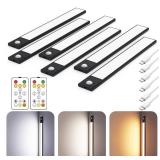 12\" Ultra-Thin Under Cabinet Lighting Cordless, Aluminum Alloy Under Counter Lights for Kitchen, 3-Color-Temps Magnetic Closet Lights, Rechargeable Motion Sensor Light Indoor (6 Pack, Black)