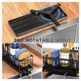 Cisily Sponge Holder for Kitchen Sink, Sink Caddy Organizer with High Brush Holder, Kitchen Countertop Organizers and Storage Essentials, Rustproof 304 Stainless Steel (Black, 9.25â³)