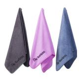 Wuwahold Microfiber Gym Towels Bigger Size Super Soft for Exercise Fitness, Sports, Workout, 380-GSM 15-Inch x 31-Inch Quick-Drying Towels (3 Pack, Grey+Blue+Purple)