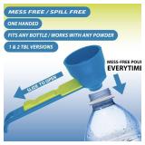 Slide Scoop the original measuring scoop + funnel No spill preparation of protein powder, workout & sports drinks, baby formula & kcup refill Mess & Spill free - (Set of 1 & 2 Tablespoon)