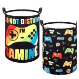 Zhehao 2 Pcs Gamer Laundry Basket Boys Kids Laundry Hamper Gamer Room Decor Gaming Storage Basket Hamper Clothes Organizer Nursery Toy Storage Bin for Easter Gifts Bedroom Bathroom Decoration(Classic)