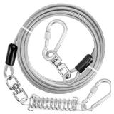 jenico Dog Tie Out Cable, 10/15/20/30/40/50/70/100/150FT Runner Cable with Swivel Hook and Shock Spring, Dog Leash Run Tether for Yard Outdoor and Camping,for Small to Medium Pets Up to 500 LBS
