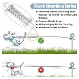jenico Dog Tie Out Cable, 10/15/20/30/40/50/70/100/150FT Runner Cable with Swivel Hook and Shock Spring, Dog Leash Run Tether for Yard Outdoor and Camping,for Small to Medium Pets Up to 500 LBS