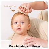 Yoofoss 4 Piece Baby Brush and Comb Set, Wooden Baby Brush with Natural Ultra Soft Goat Hair, Baby Hair Brush for Newborn, Baby Brush Set for Boy Girl