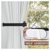 Groleca Adhesive Curtain Holdbacks - 4 Pack No Drill Tie Backs Hooks for Drapes, Damage-Free Wall Mounted Curtain Holders with Strong Adhesive (Black)