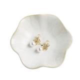 Jewelry Dish Tray, Ring Dish, Ceramic Trinket Tray, Key Bowl, Decorative Plate, for Friends Sisters Daughter Mother (Milky White)