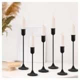 6 Pcs Black Candle Holders Set, Vintage Home Decor â Modern Taper Candlestick Holders for Wedding, Table Centerpieces â Great Gift for Housewarming, Birthday Parties, Wedding & Christmas Sea
