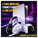 WolfLawS Wireless Gaming Headset with Noise Canceling Microphone for PS5, PC, PS4, 2.4G/Bluetooth Gaming Headphones with USB and Type-c Connector, Wired Mode for Controller Gamecube