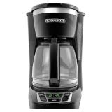 BLACK+DECKER 12-Cup Digital Coffee Maker, Programmable, Washable Basket Filter, Sneak-A-Cup, Auto Brew, Water Window, Keep Hot Plate, Black