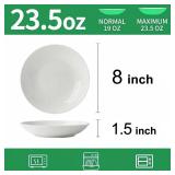OniAnt Bone China Pasta Bowls Set of 4, 23.5oz Soup Bowls White Salad Bowl, 8 inch Pasta Bowls Lightweight Wide Shallow Kitchen Plates for Serving Dinner - Microwave Dishwasher Safe, Kitchen Gifts