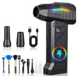 RUNLANE Compressed Air Duster, 200000RPM Electric Air Duster with Light, 4-Gear Adjustable Cordless Dust Blower for Computer, Keyboard, Outdoor, Home and Car (FB09-Black)