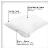 Set of 2 Standard/Queen AllerEase Pillow Protectors - Moisture Wicking, Advanced Allergy Protection - Premium Polyester, Zippered Protectors