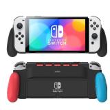 MEQI Grip Case Compatible with Nintendo Switch OLED, Unique Upgraded Designed with 5 Game Slots Comfortable & Ergonomic Grip Switch Accessories