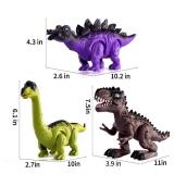 TEMI 3 Pack Electrical Walking Dinosaur Toys for Toddlers 3-4 3-5 Years with Sound and Light Up, Toddler Robot Dinosaur, Brachiosaurus, Stegosaurus Dinosaur Figures for Kids