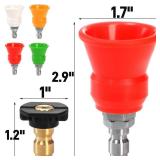 Pumtus 5 Pcs Pressure Washer Nozzle Guards, Power Washer Nozzles Tips with Rubber Protector, Washing Nozzles Holder and Soap Nozzle, Pressure Washing Tips with 1/4\" Quick Connect, Orifice 3.0